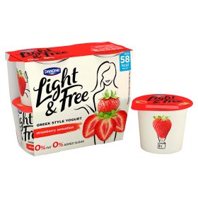 Light & Free Greek Style Fat Free Strawberry Yogurts
