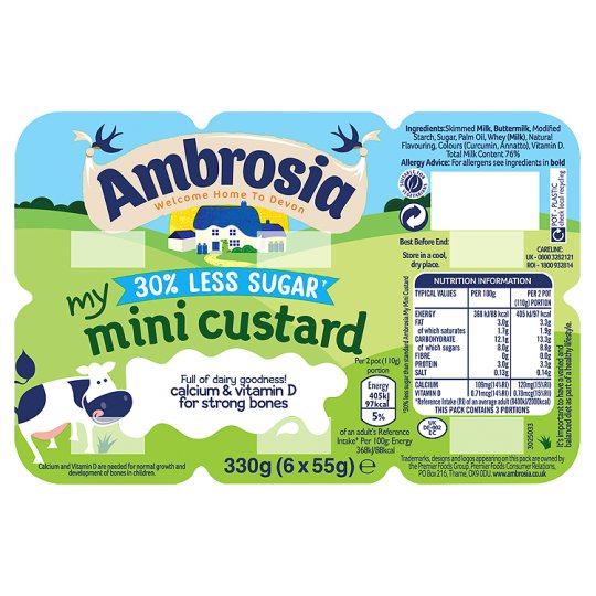 Ambrosia Mini Custard 30% Less Sugar