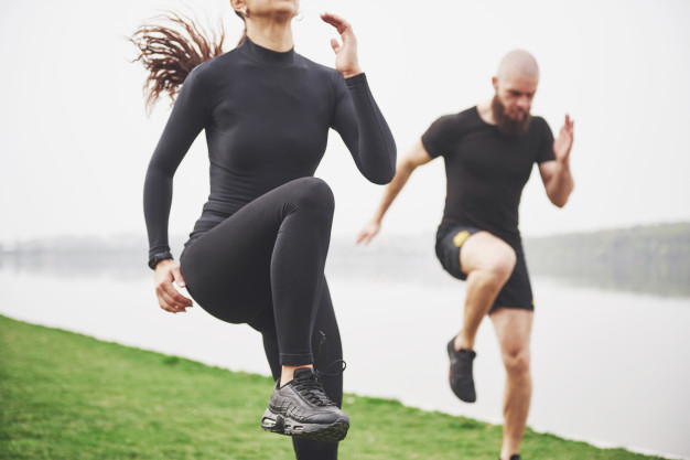 exercising outdoors